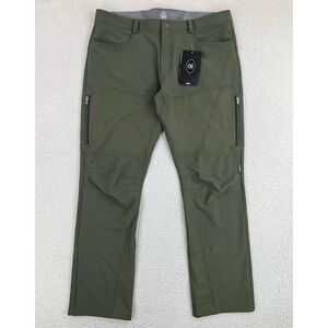 Club Ride Pants Mens XL 36x32 Green Fat Jack Softshell Cycling Khakis Zip Pocket
